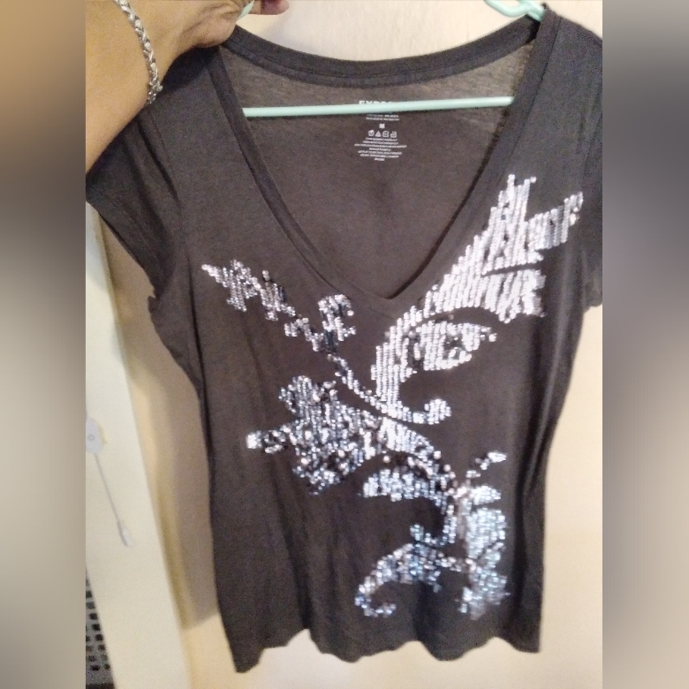 Express Gray Blouse Medium EUC